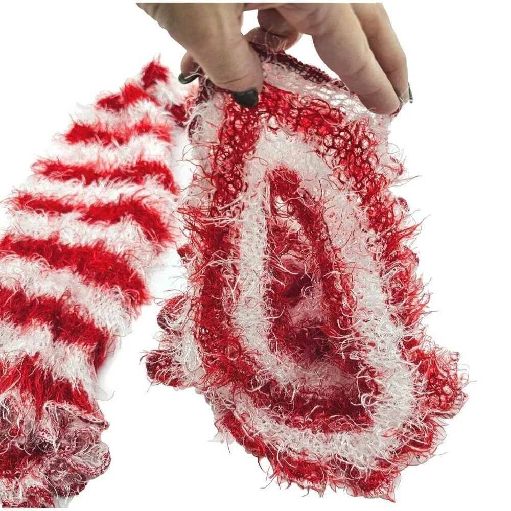 Vtg Y2K Fuzzy Eyelash Shaggy Convertible Scarf 11 Way Whimsical Fairy Christmas